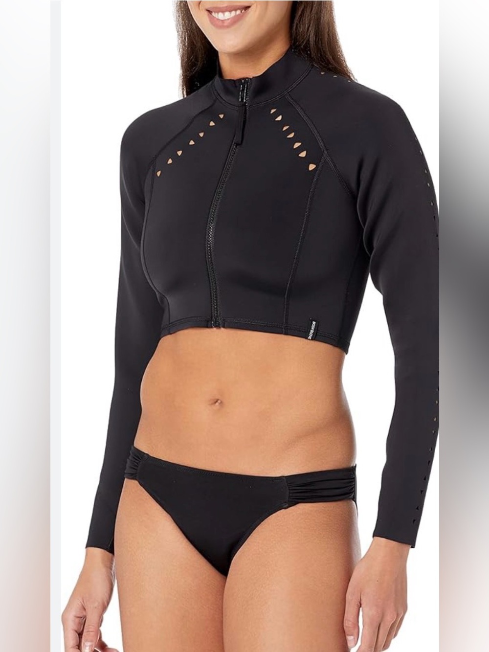 Body Glove Vesta black cropped zip rashguard rash guard spf 50 medium